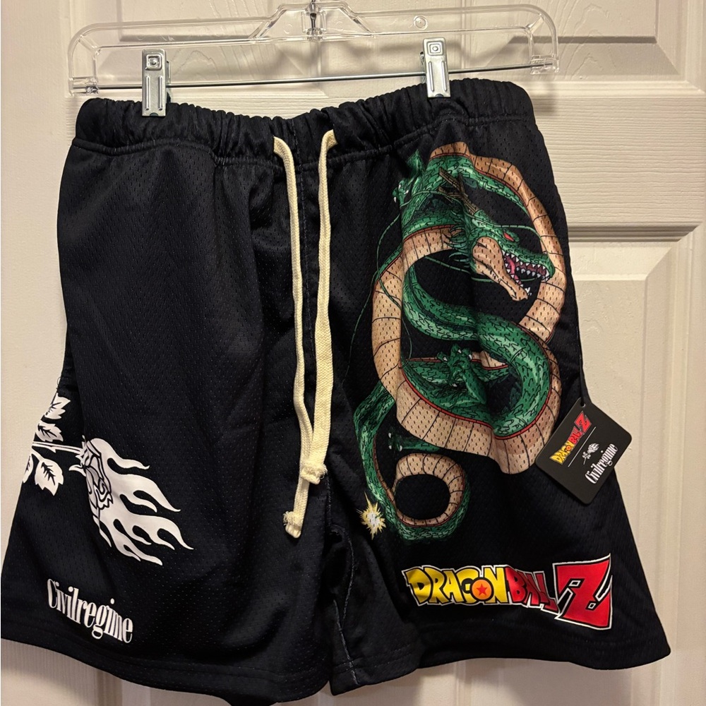 Civil Regime DBZ Shenron & The Rose Men’s Mesh Black Shorts Size Small BNWT - Picture 5 of 14